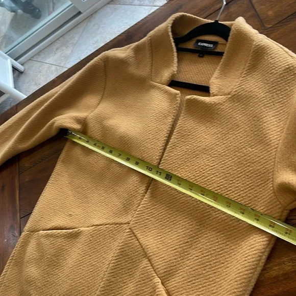 Express Yellow Mustard Open Cardigann duster size pea coat small petite SP - Picture 5 of 11